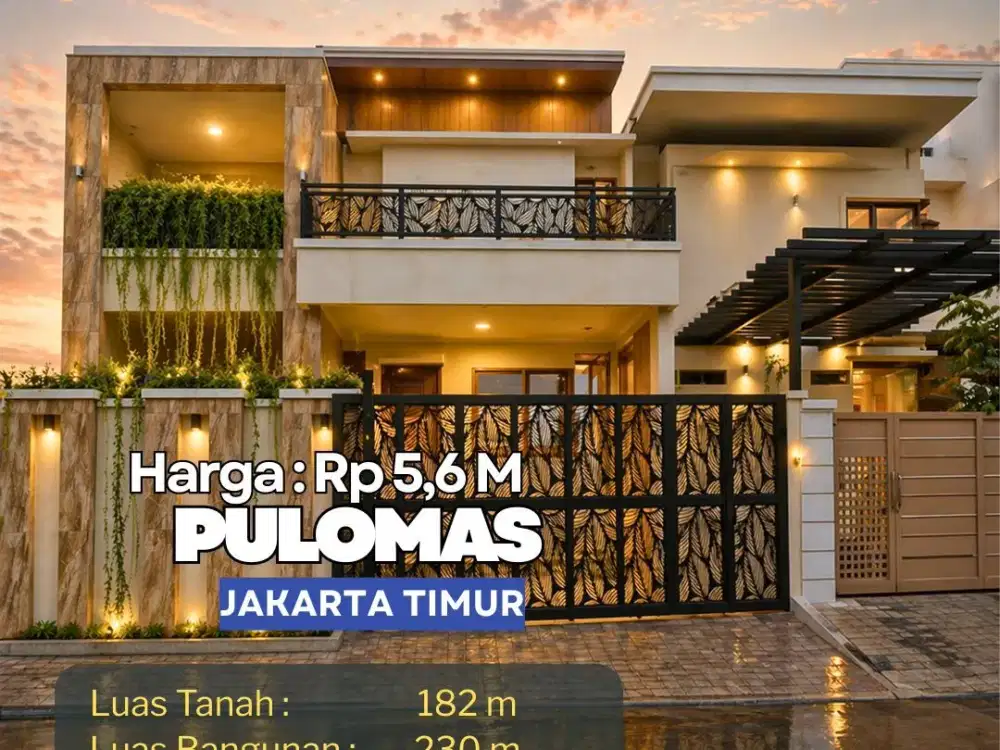 RUMAH MEWAH DI PULOMAS – JAKARTA TIMUR  Bangunan 2023, desain modern, siap huni (semi furnish) ZN108