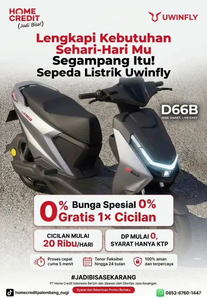 PROMO KREDIT SEPEDA LISTRIK UWINFLY D66B TERMURAH KOTA PALEMBANG