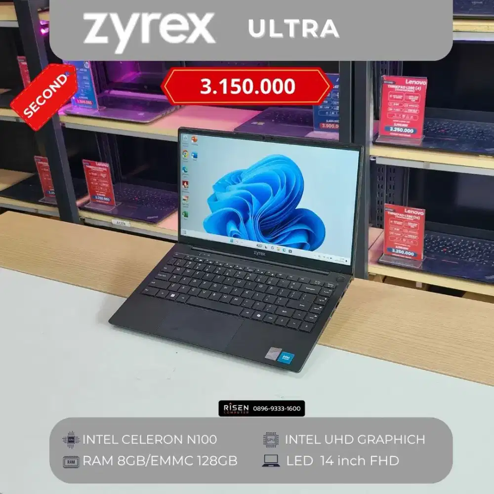ZYREX ULTRA Intel Celeron N100 RAM 8GB EMMC 128GB FHD 14inch Second