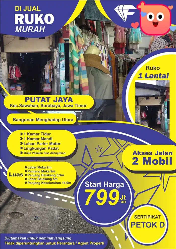 Ruko Dijual Strategis Akses Mobil