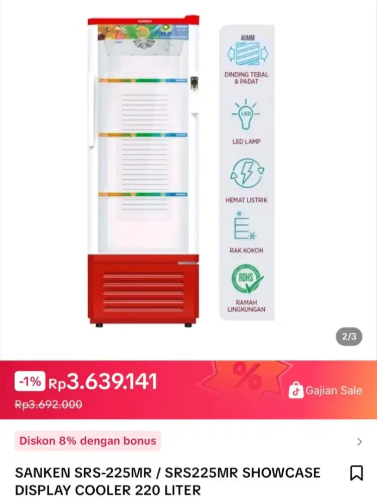 Kulkas Sanken225MR 220Liter