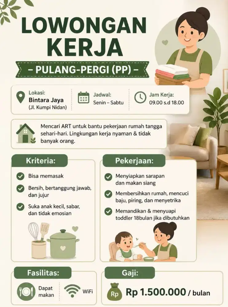 Mencari 1 orang Art wanita