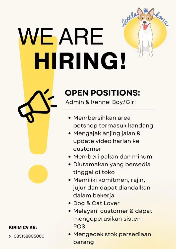 Admin & Kennel Boy/Girl (merangkap)