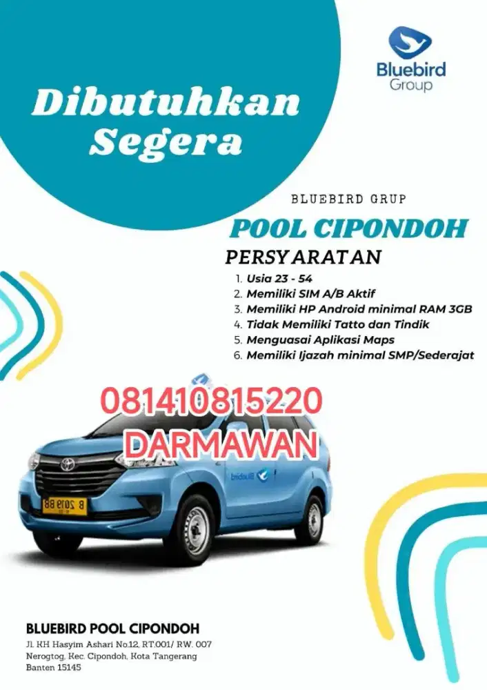 Yang punya sim A/B gabung bluebird pool cipondoh aja