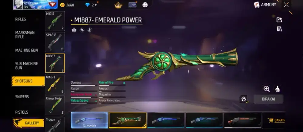 jual akun free firee spek bunddel joker, sg on, Evo on