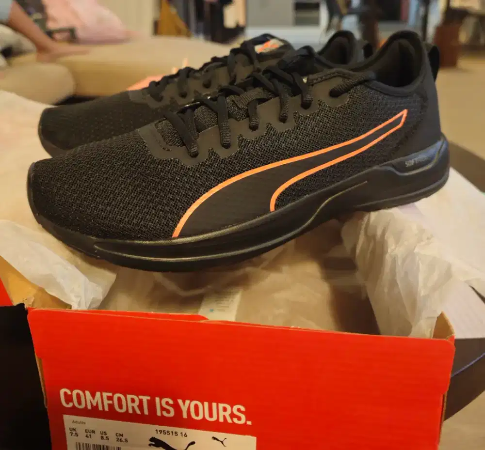 PUMA ACCENT MEN RUNNING SHOES BLACK-GLOWONG RED