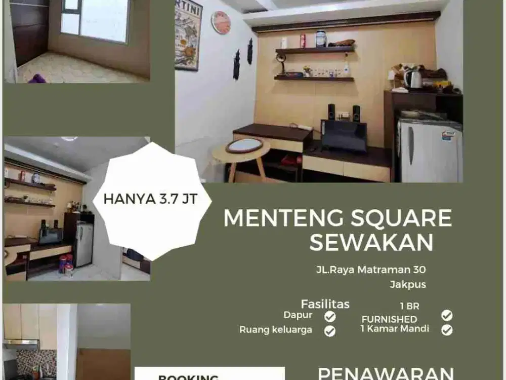 Menteng Square 1 BR disewakan per 3 bln