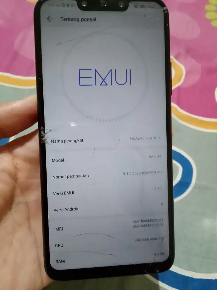 Huawei Nova 3i ram 4/128gb , ADA MINUS