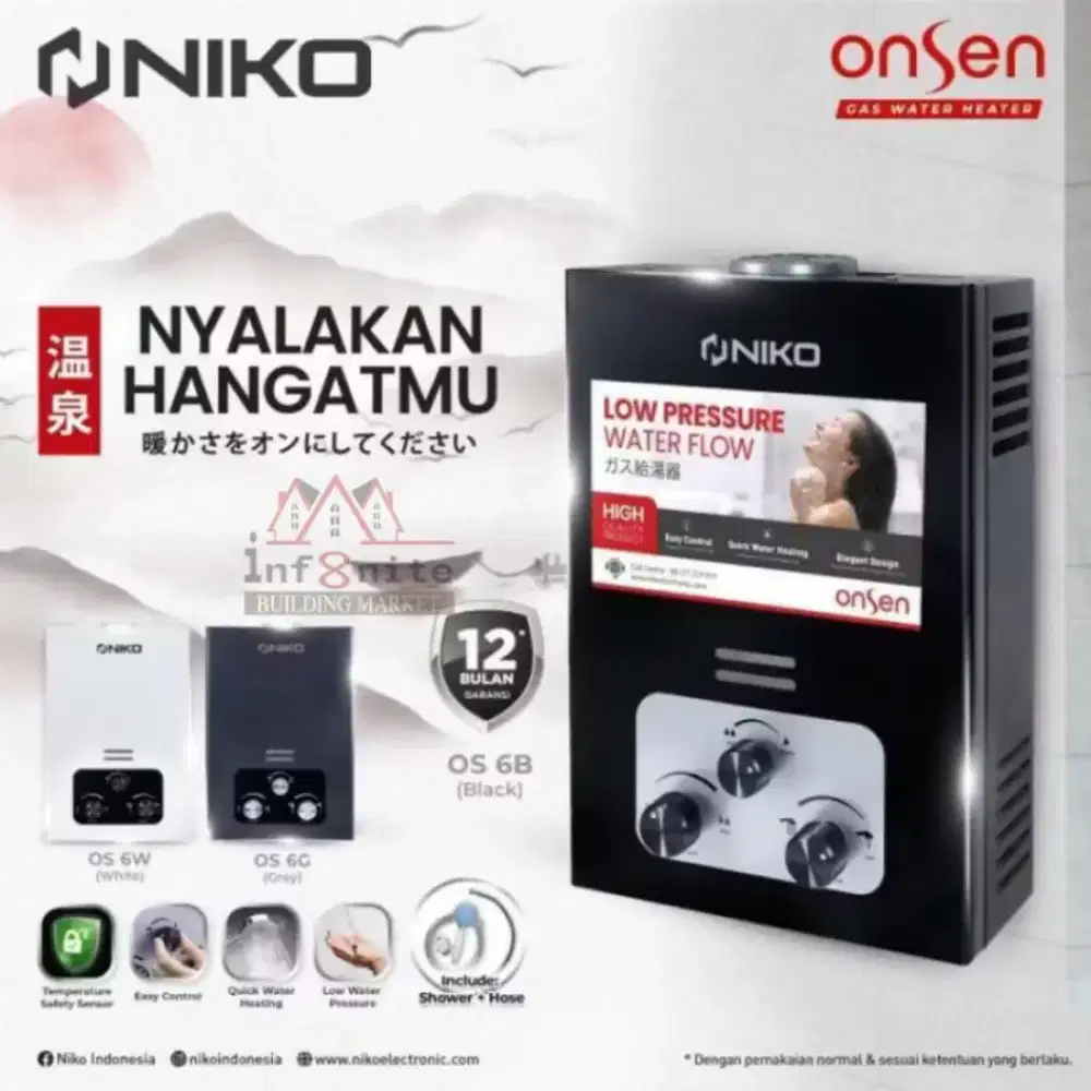 MERK NIKO ONZEN water heater pakai gas baru garansi RESMI 1 tahun