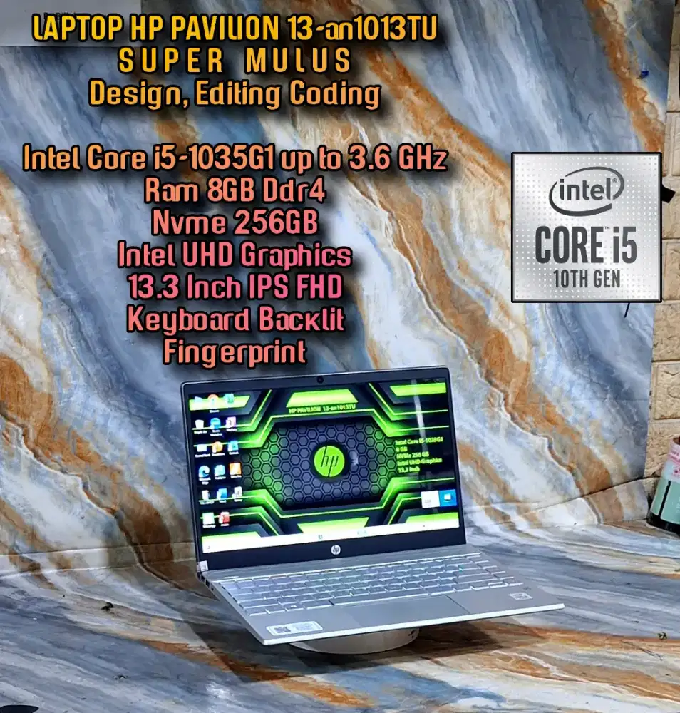 LAPTOP HP PAVILION  Super slim MULUS INTEL CORE i5 10th SUPER MULUS