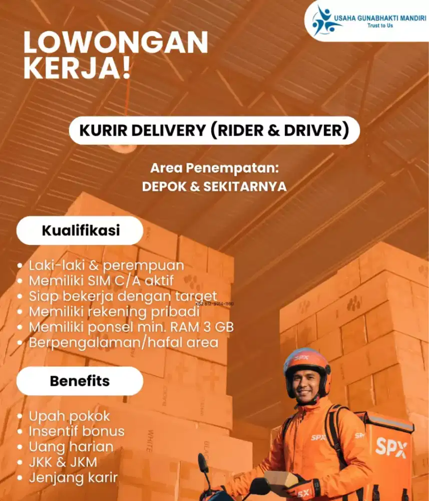 Lowongan kurir Spx Depok