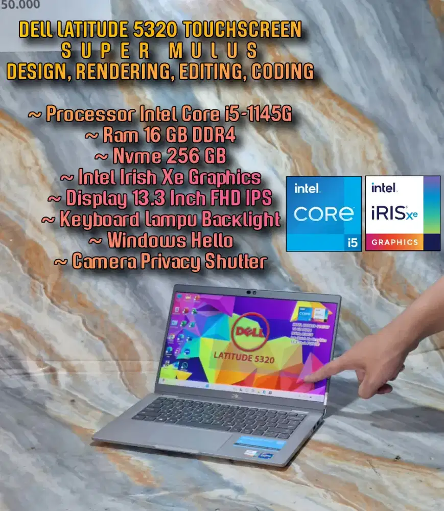 LAPTOP DELL TOUCHSCREEN CORE i5 11th  LAPTOP CODING  RENDERING