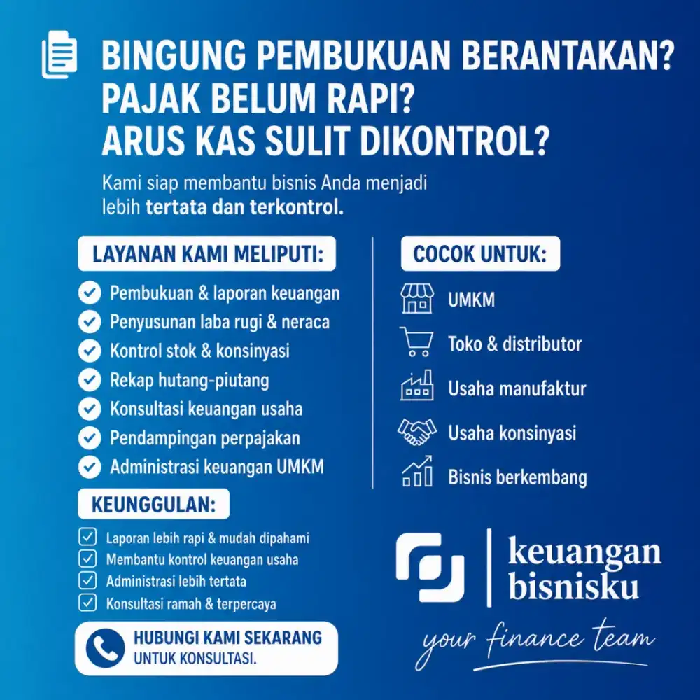 Jasa konsultasi pelaporan keuangan dan pajak serta bisnis