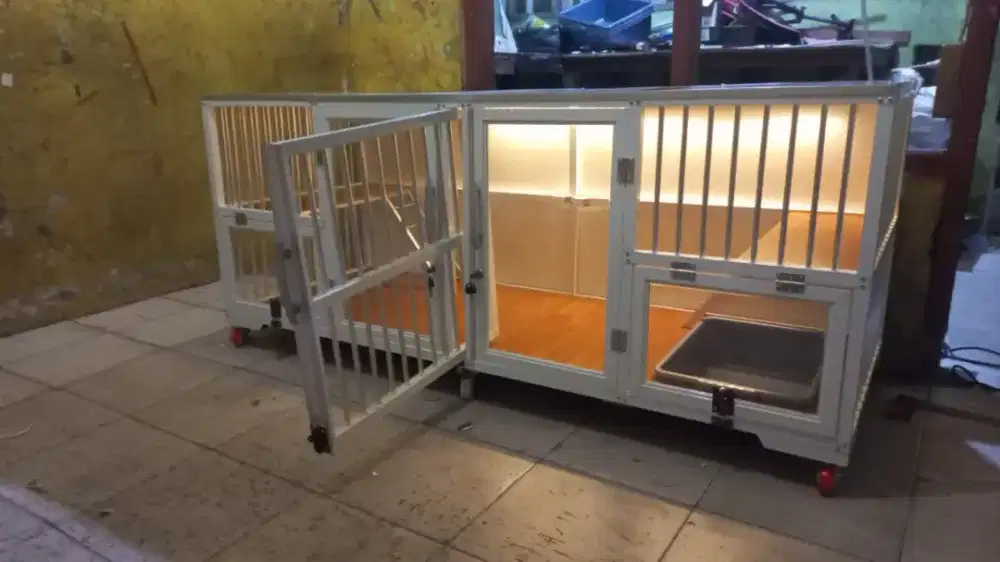 Kandang Kucing Alumunium Panjang 2 Kamar
