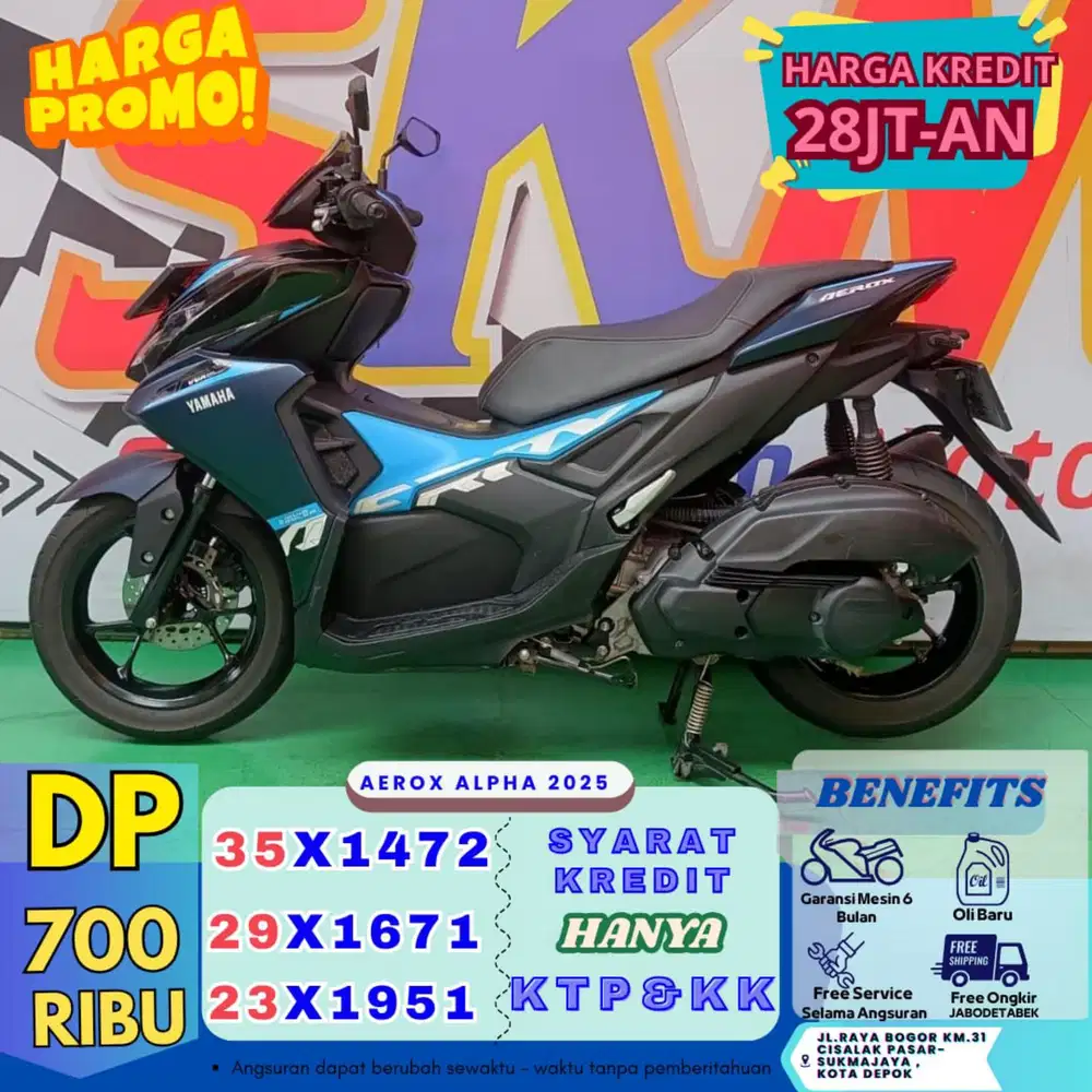 ( aerox tahun 2025 DP:700 servis gratis selama angsuran cash credit