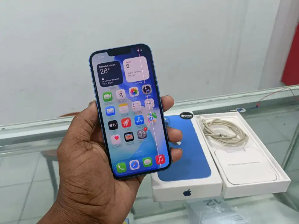 Iph 13 128gb garis sehelai ibox full ori bh 80 pakai aman