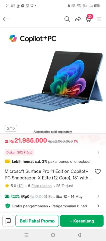 Laptop high end Microsoft Surface snapdragon x elite