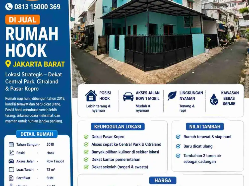 Rumah 2,5lt hook 6x12 terawat tanjung duren jakarta barat