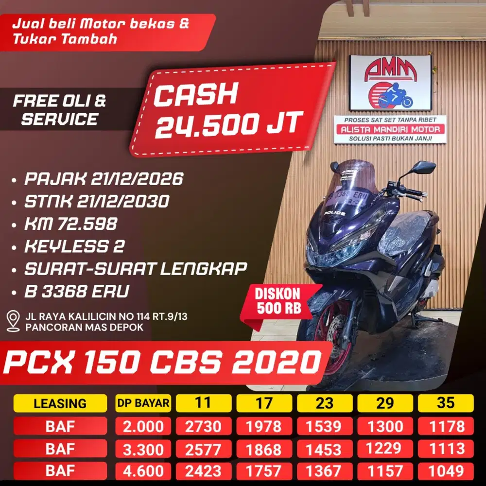 PCX 150 CBS 2020 PAJAK HIDUP KUNCI 2 CASH / KREDIT ALISTA