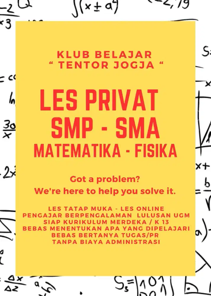 Les Privat Matematika. Les Fisika SMP dan SMA. Les UM UGM