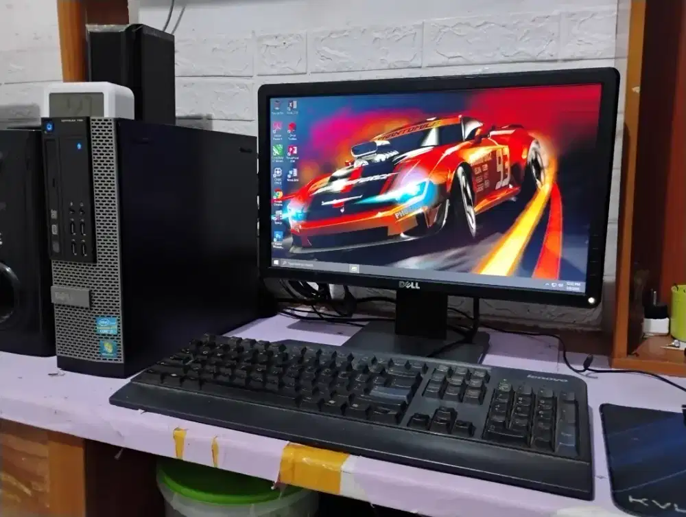 Pc intel core i7 dell slim / ram 8gb + monitor 19inch siap pakai
