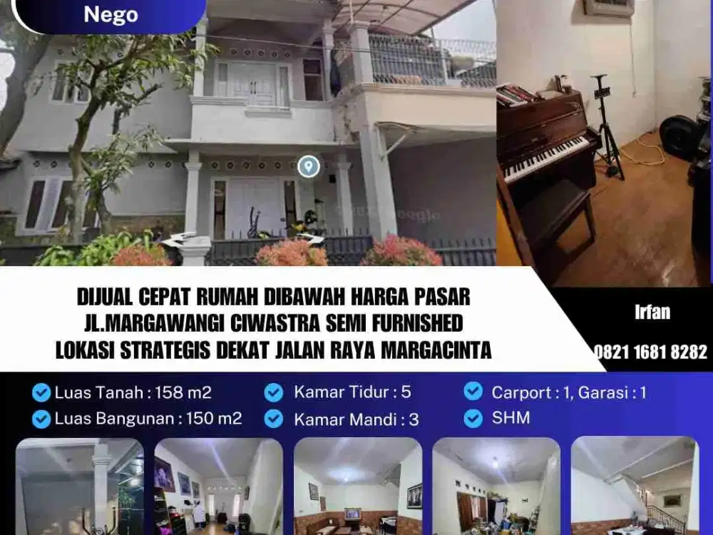 Dijual Cepat Rumah Dibawah Harga Pasar
Jl. Margawangi Ciwastra Semi Furnished
Lokasi Strategis Dekat Jalan Raya Margacinta