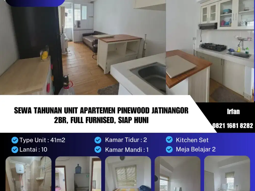 Sewa Tahunan Unit Apartemen Pinewood Jatinangor
2BR, Full Furnised, Siap Huni