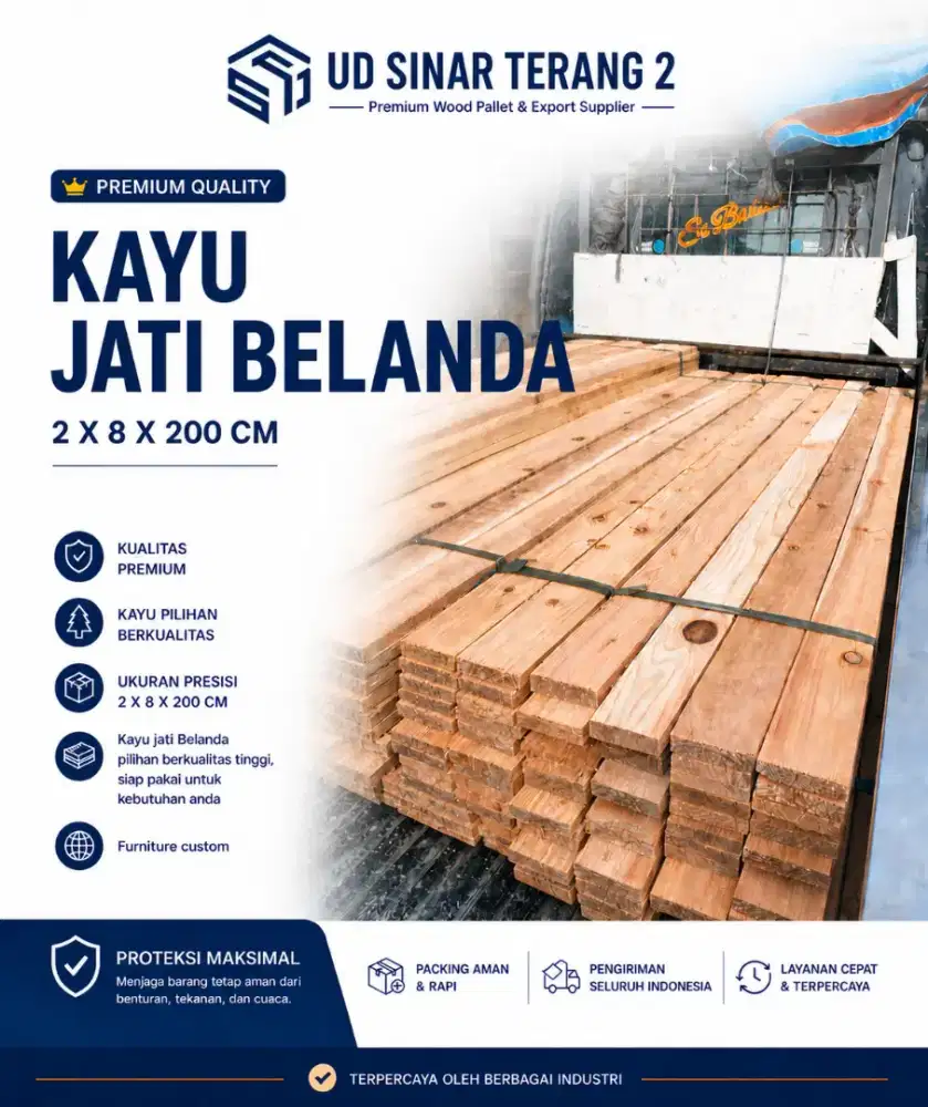 Kayu Jati Belanda 2 x 8 x 200 cm