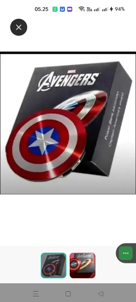 Di Jual power Bank Captain Amerika 6800 Mah