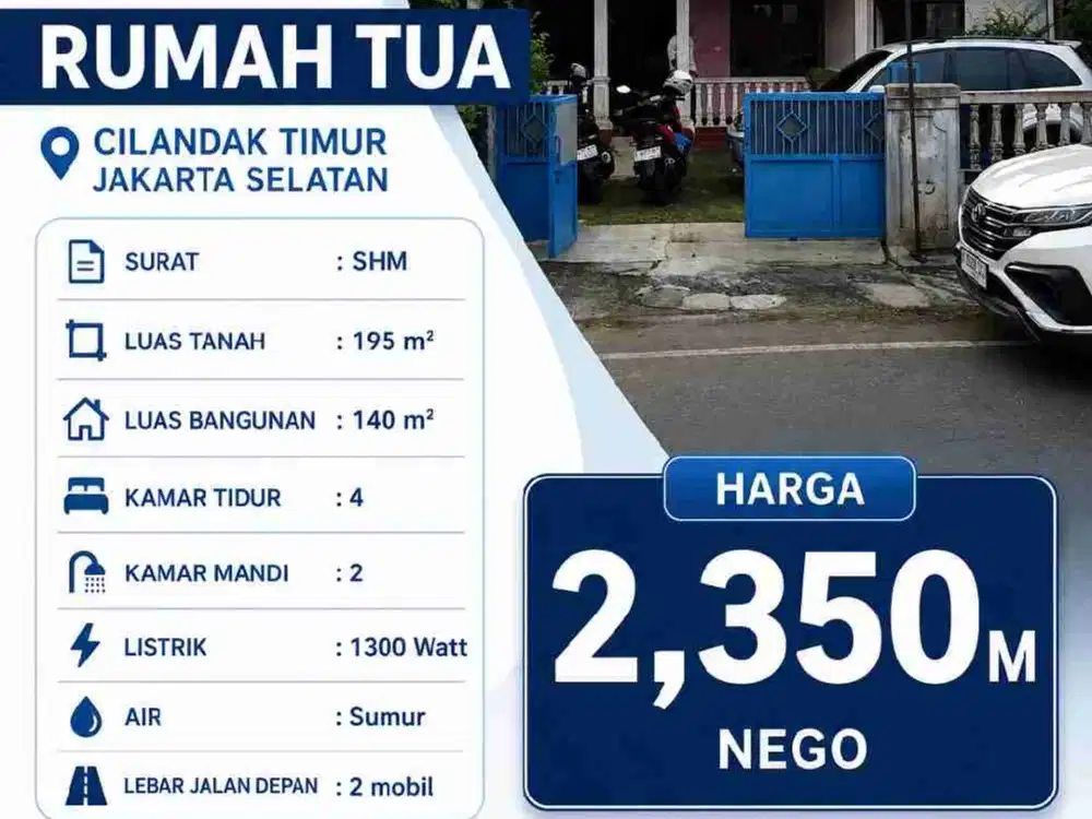 dijual cepat rumah tua Cilandak Timur jakarta selatan