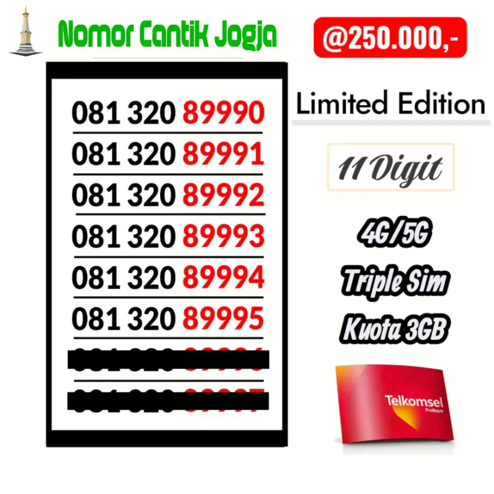 Nomor Cantik Simpati 11 Digit Kartu Perdana Telkomsel Limited