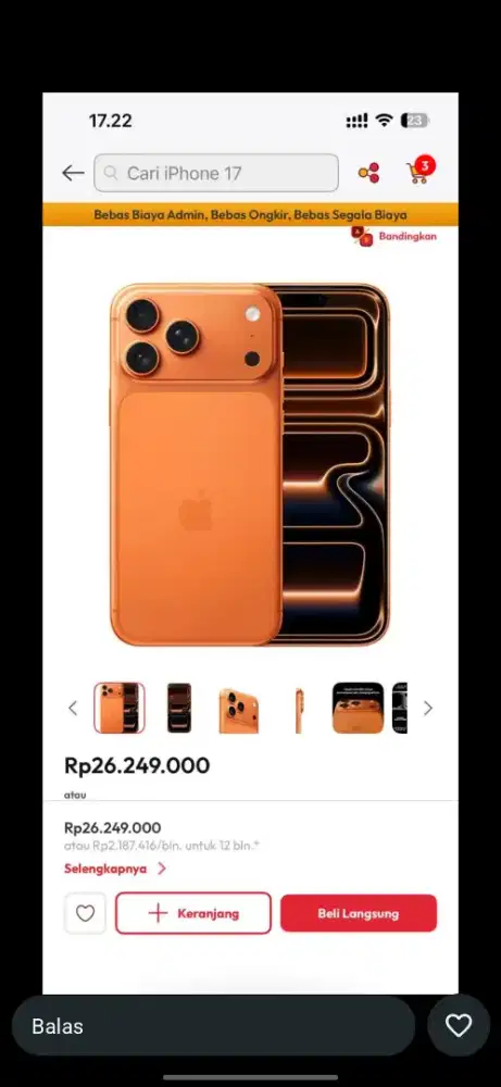 Promo cicilan 0%
Iphone 17 pro max
