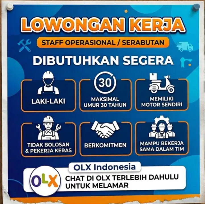Dibutuhkan 2 (dua) pegawai serabutan untuk toko Listrik