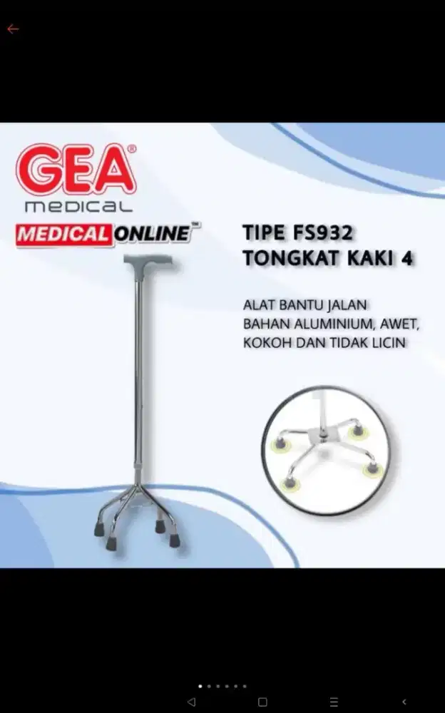 Tongkat kaki empat untuk lansia dan orang sakit