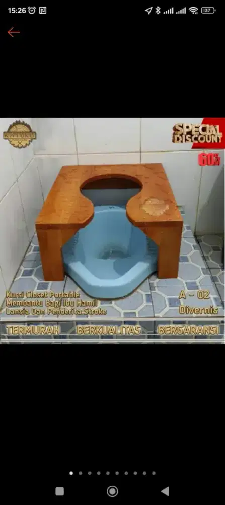 Kursi toilet kayu untuk orang sakit dan lansia