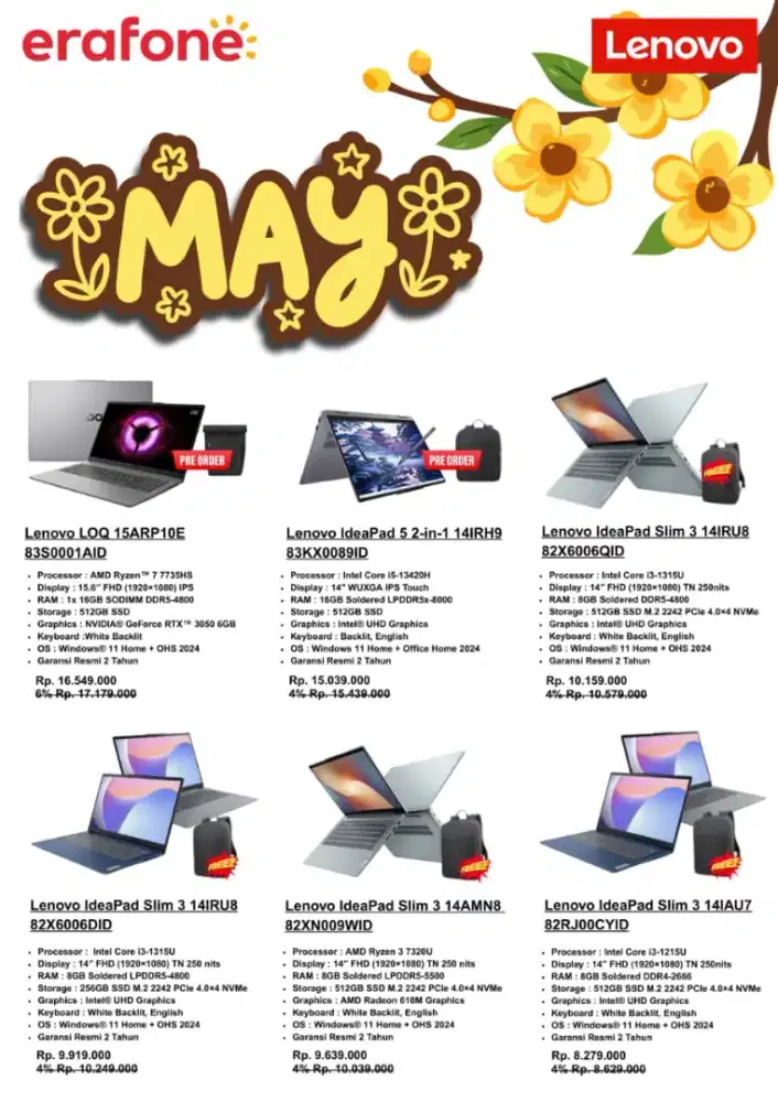 LAPTOP Lenovo, HP, Acer, Asus || Cicilan 0% Bebas 1 Bulan