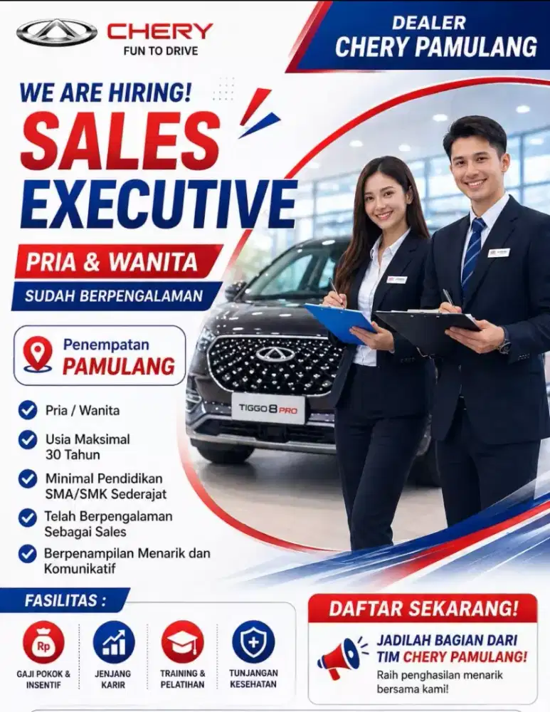 Lowongan kerja untuk sales mobil chery