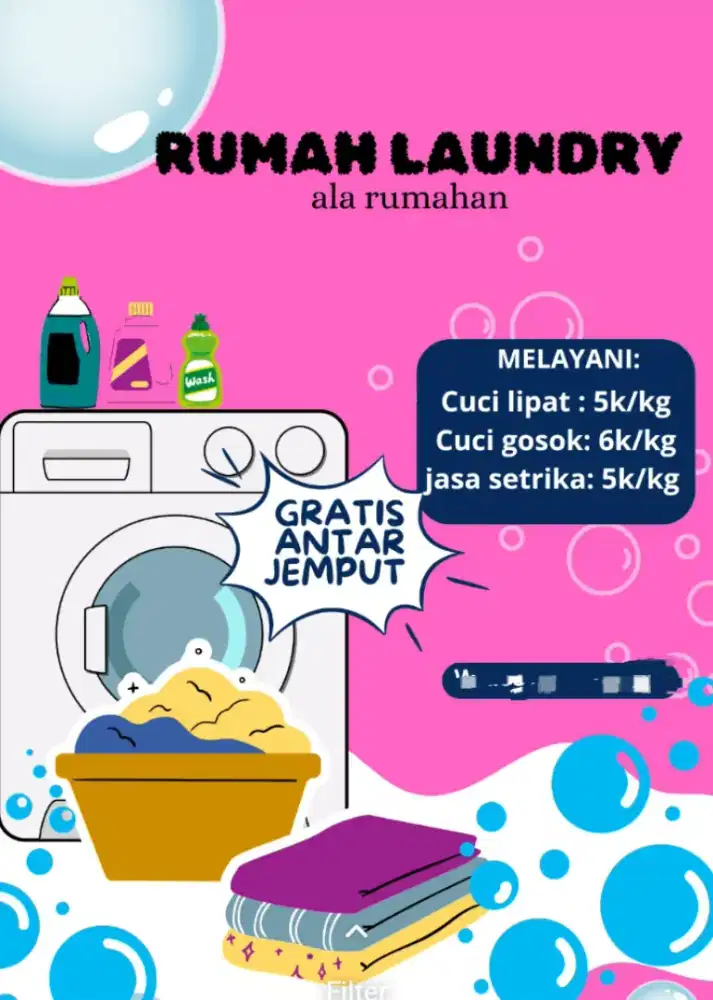 laundry 5k/kg gratis antar jemput