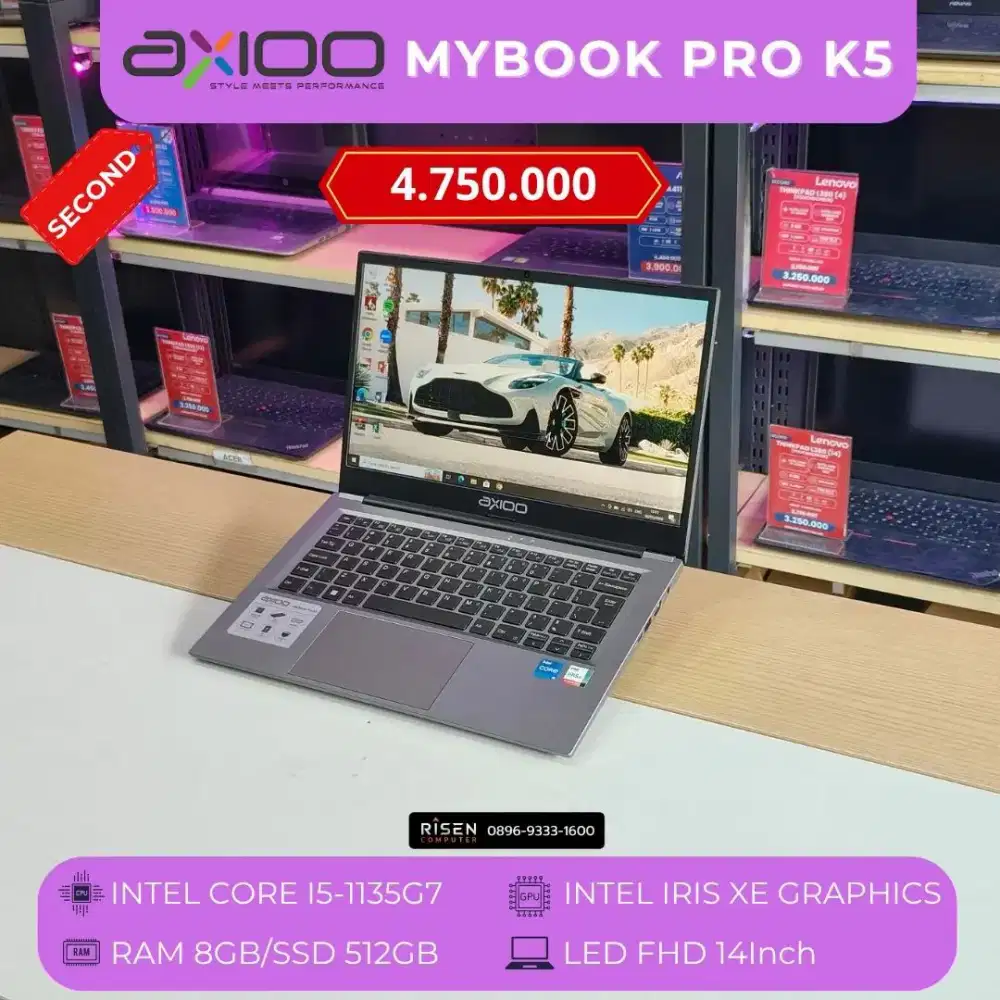 AXIOO MYBOOK PRO K5 I5-1135G7 RAM8GB SSD512GB FHD 14inch Second Laptop