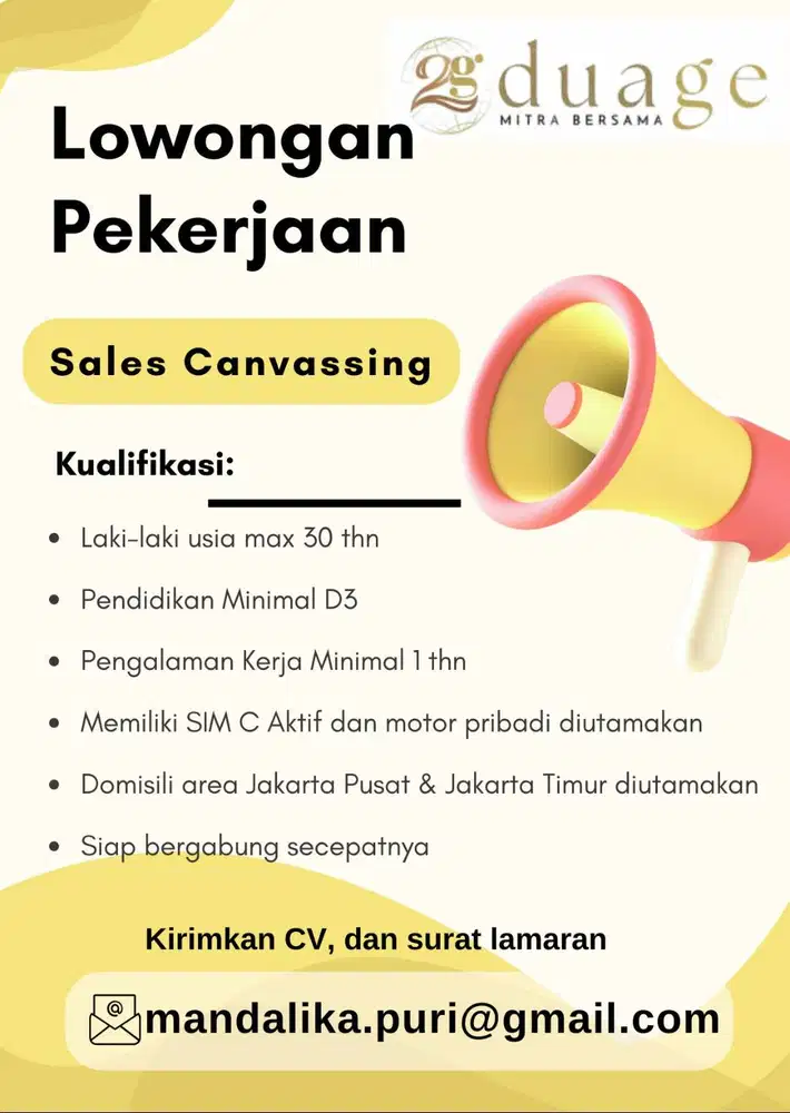 Lowongan Kerja Sales Canvassing