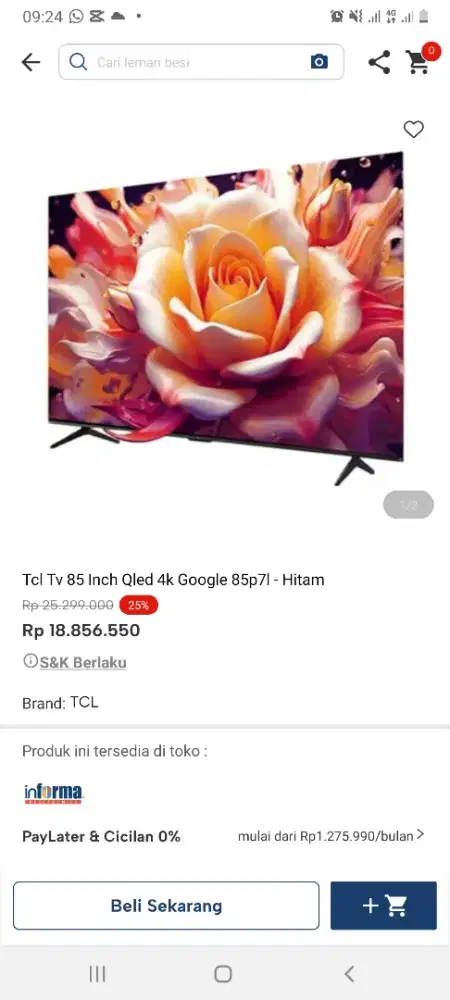Tcl qled 85inch google tv