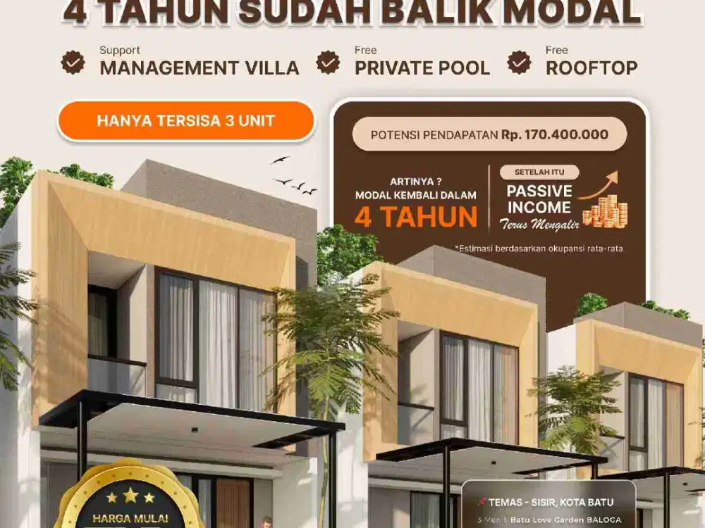 Investasi Villa Balik Modal Dalam 4 Tahun