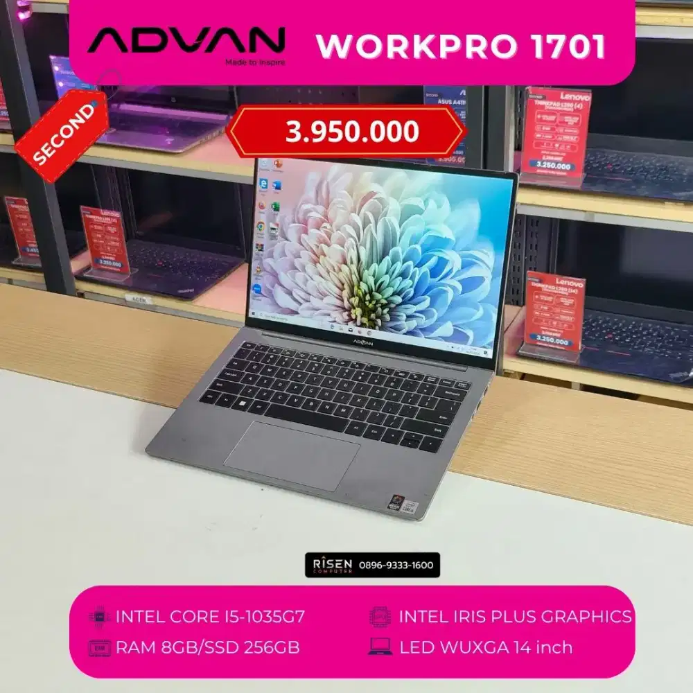 ADVAN WORKPRO I5-1035G7 RAM 8GB SSD 256GB WUXGA 14inch Second Laptop