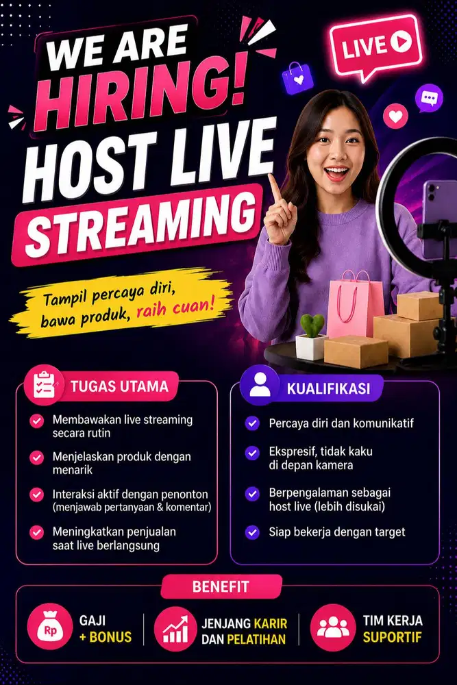 Dicari Host Live Streaming untuk Online Shop