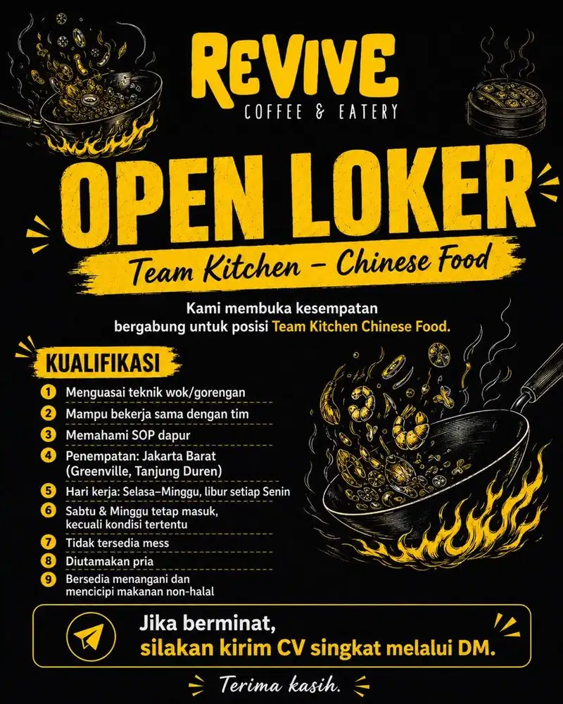 Lowongan Koki wok Nasi Goreng Chinese