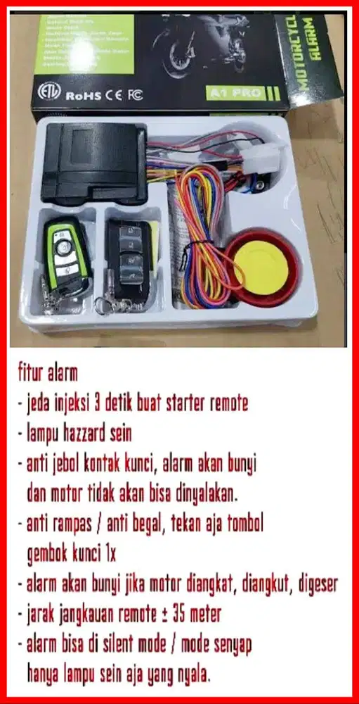 Alarm motor remote dan pasang