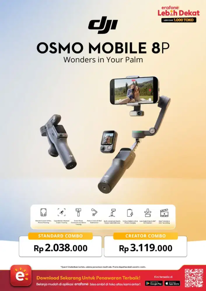 DJI Osmo Mobile 8P Standard/Creator Combo - Erafone Gwalk Surabaya