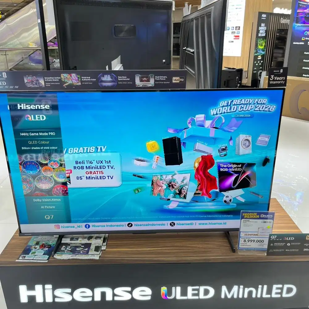 HISENSE 4K QLED SMART TV 55 INCH, BISA CICILAN 0%