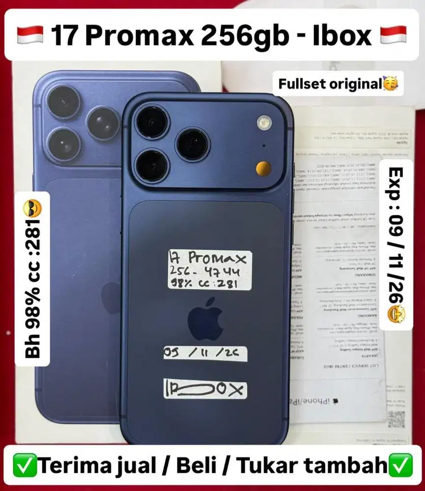 Iphone 17 Promax 256 Gb Deep Blue Resmi ibox