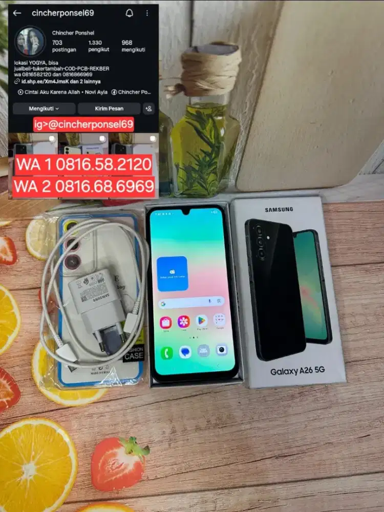 Jual hp likenew samsung A26 5g 8/256 likenew istimewa free ADAPTOR